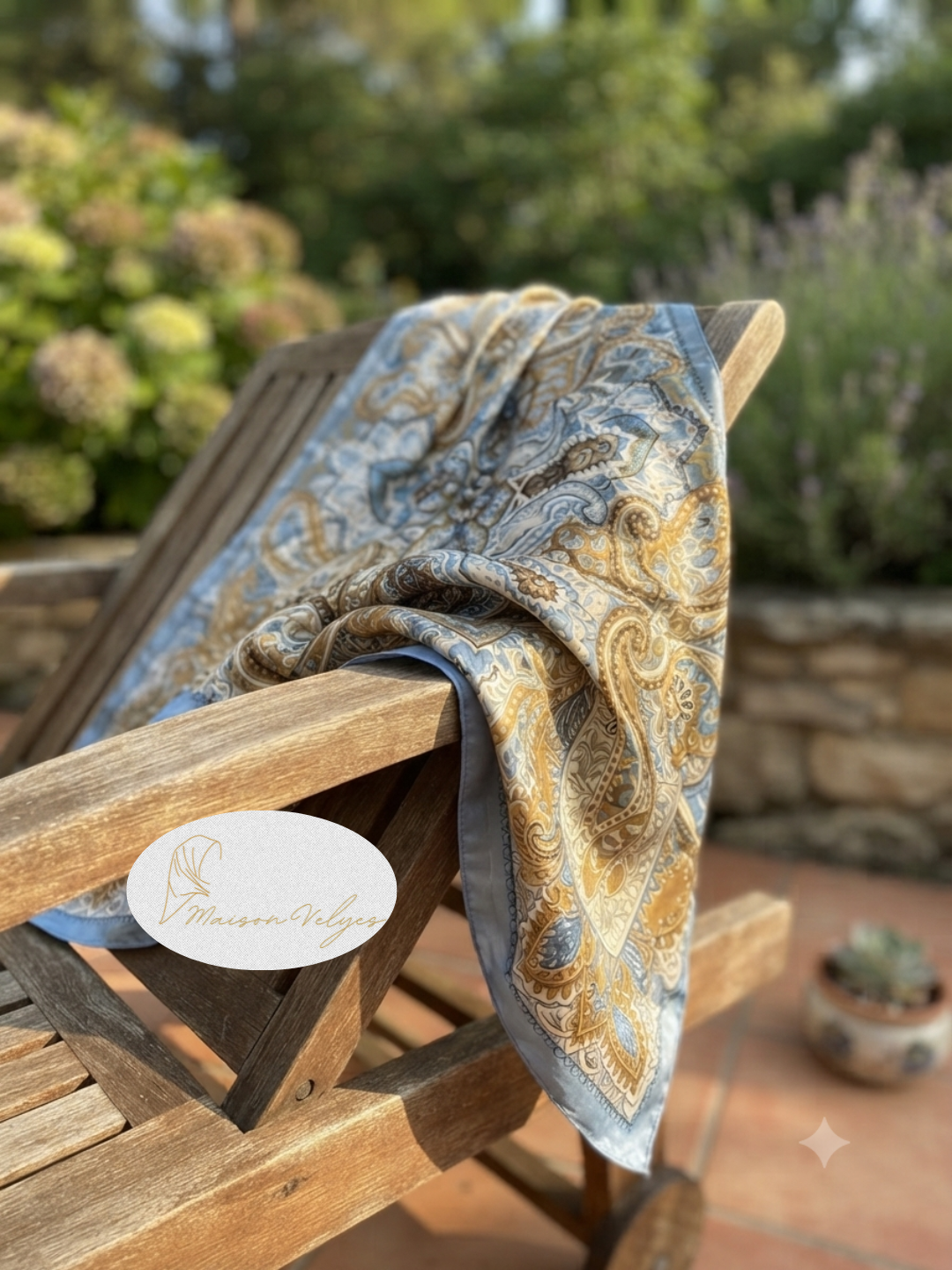 Foulard Boteh bleu clair