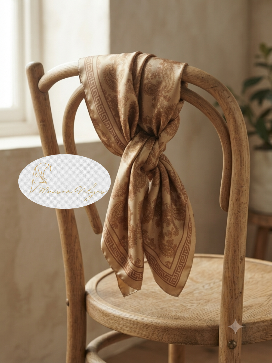 Foulard hellène marron clair