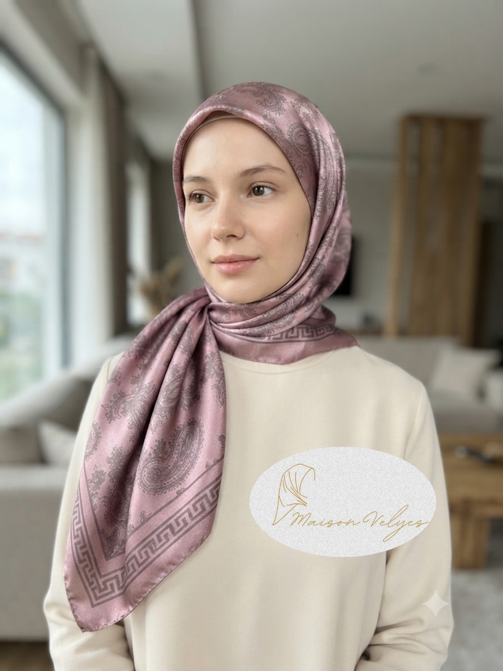 Foulard Hellène vieux rose