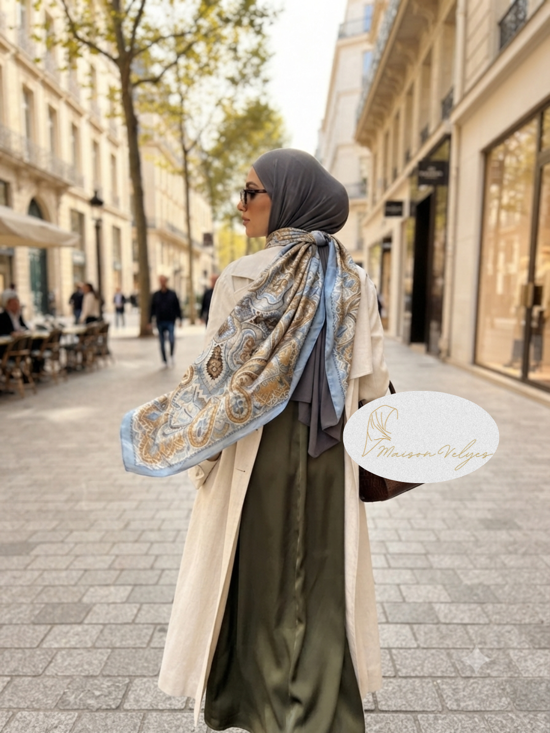 Foulard Boteh bleu clair
