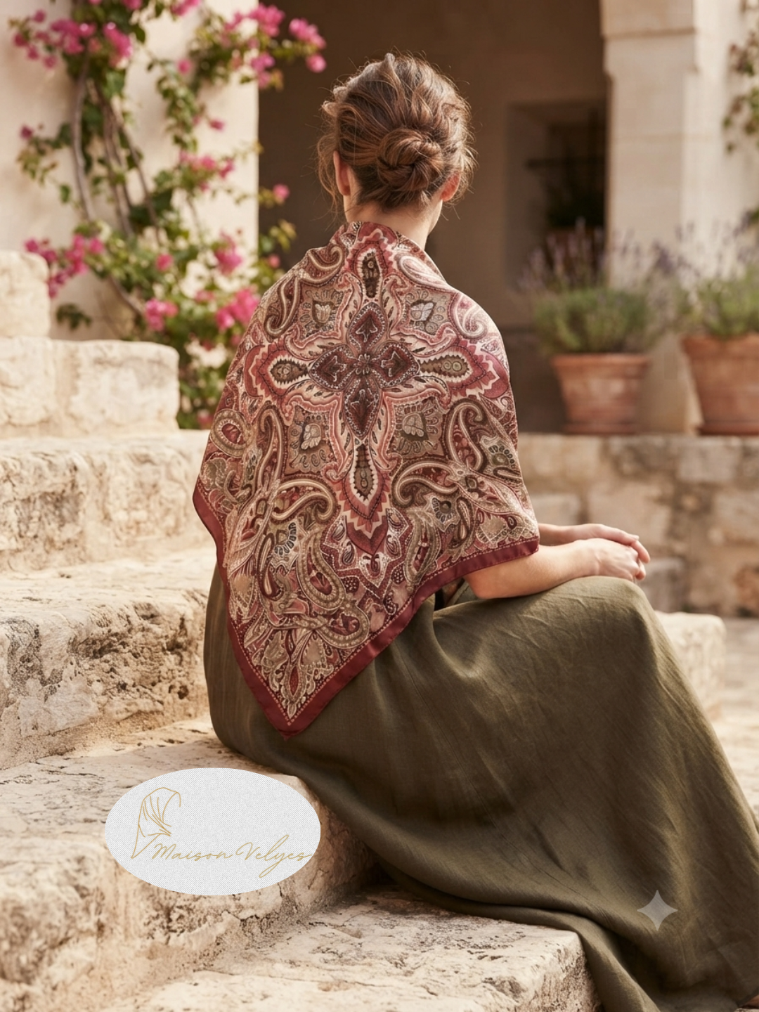 Foulard Boteh rose