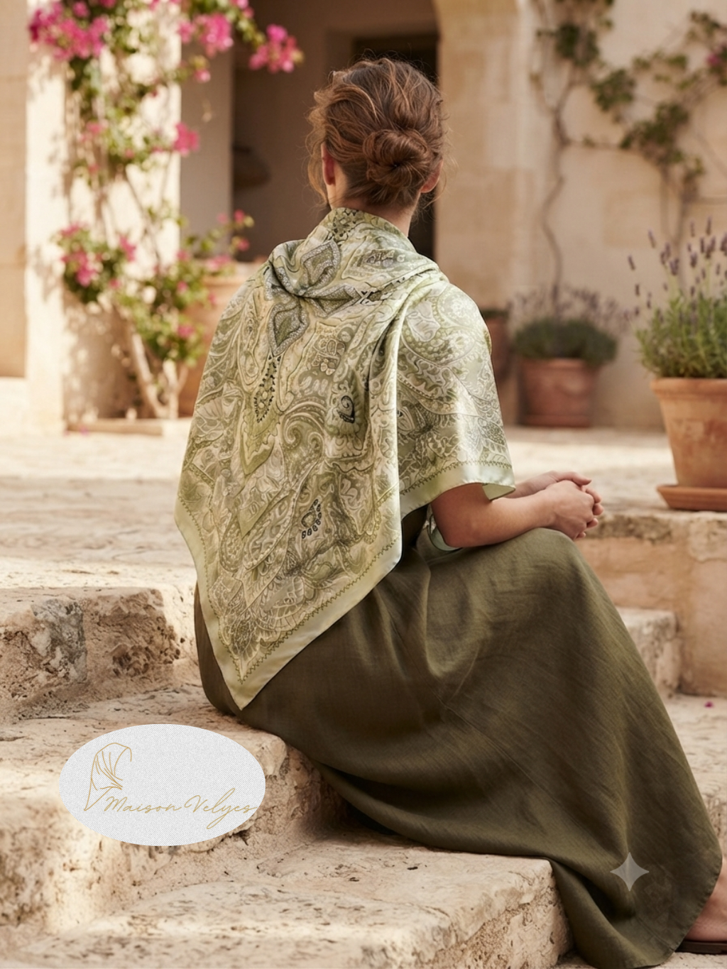 Foulard Boteh vert clair