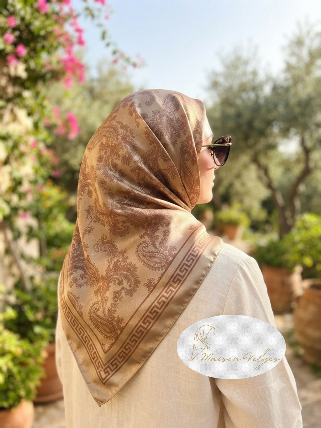 Foulard hellène marron clair