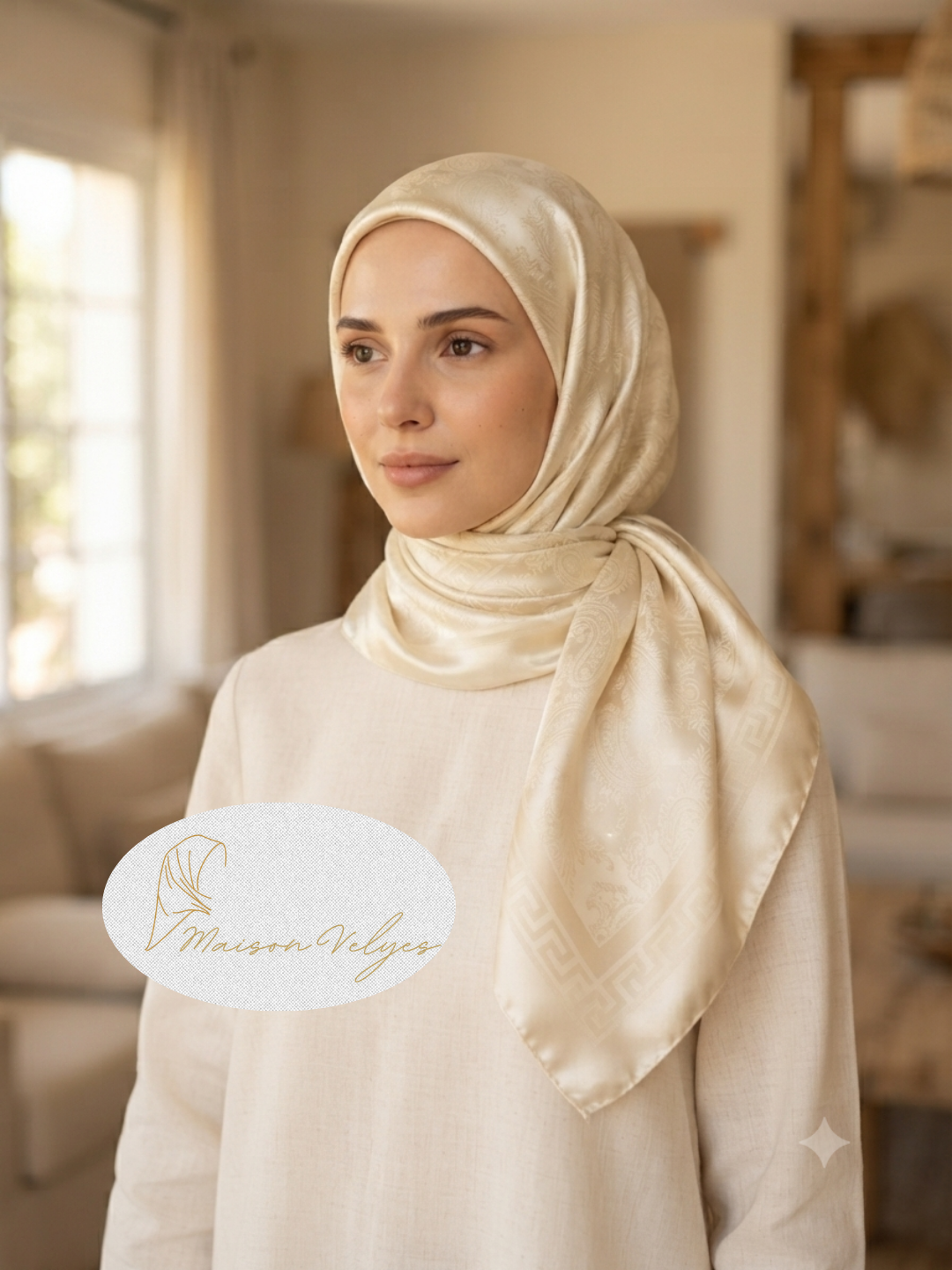 Foulard Hellène Blanc cassé