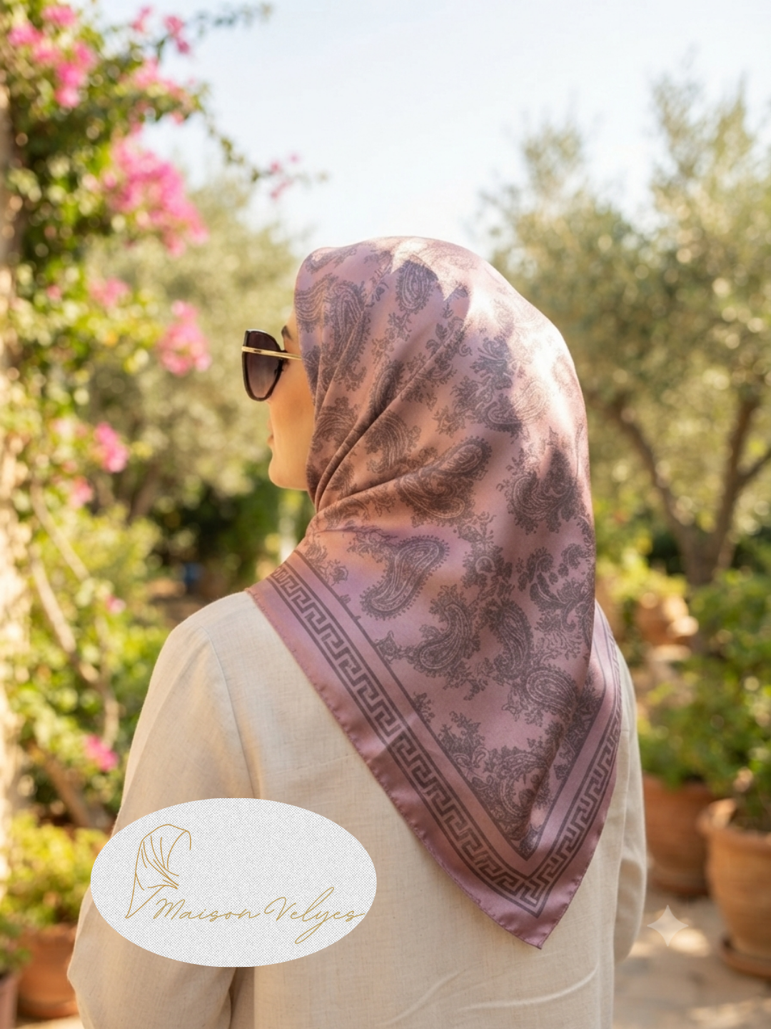 Foulard Hellène vieux rose