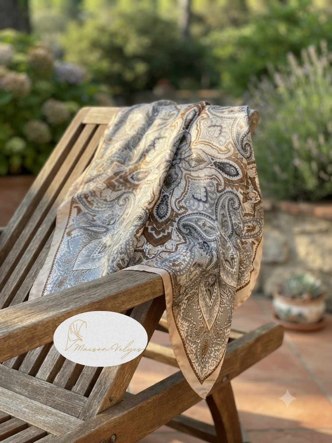 Foulard boteh marron